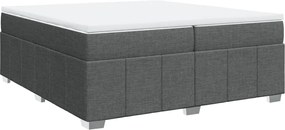 vidaXL Pat box spring cu saltea, gri închis, 200x200 cm, textil