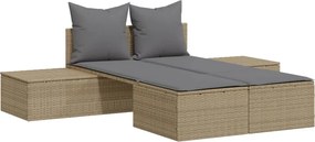 vidaXL Șezlong dublu cu perne, bej, poliratan