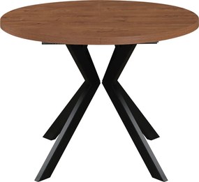 Masă de sufragerie extensibilă, stejar închis/negru, 100-250x75,5 cm, LUKOS