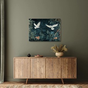 Tablou pe sticlă - Două porumbei (70x50 cm)