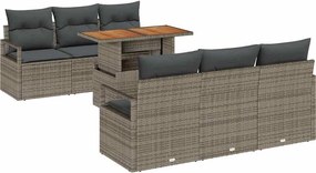 vidaXL Set de canapele pentru grădină 7 pcs Gri Rattan poli