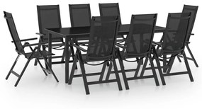 3070641 vidaXL Set mobilier de grădină, 9 piese, antracit, aluminiu