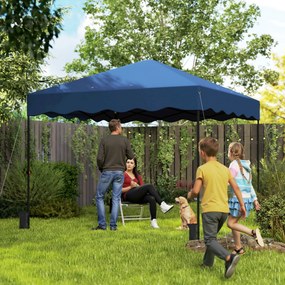 Outsunny Pavilion pliant 3 x 3 m, Cort de grădină reglabil pe înălțime, cu geantă cu role, pentru grădină, terasă, metal, material textil, albastru închis | Aosom Romania