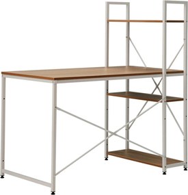 Masa birou VEINA, stejar/alb, DTD laminat/metal, 120x60/64x72/122 cm