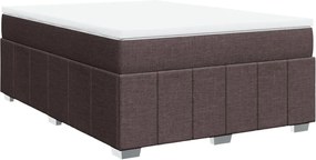 vidaXL Pat continental cu saltea, maro închis, 140x200 cm, textil