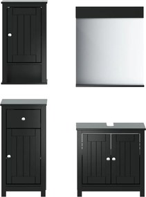 vidaXL Set mobilier baie, 4 piese, „BERG” , negru, lemn masiv de pin