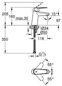 Grohe Eurodisc Cosmopolitan baterie lavoar stativ StarLight Chrome 3246920E