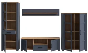 Set Living Boho Stejar Riviera Si Stejar Bleumarin, 362.5 Cm