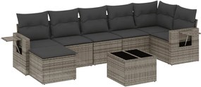 vidaXL Set canapele de grădină cu perne, 8 piese, gri, poliratan