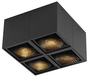 Spotlight de design negru cu 4 lumini - Qubo Honey