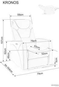 Fotoliu recliner Kronos velvet cappuccino Blu38