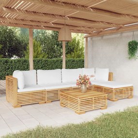 3100897 vidaXL Set mobilier grădină cu perne, 6 piese, lemn masiv de tec