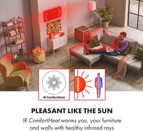 Klarstein HeatPal Marble Blackline, încălzitor cu infraroșu, 1300W, marmură, aluminiu