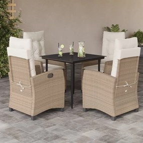 vidaXL Set mobilier de grădină cu perne, 5 piese, bej, poliratan