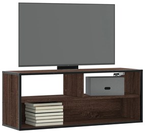 vidaXL Dulap TV, stejar maro, 100x31x39,5 cm, lemn prelucrat și metal