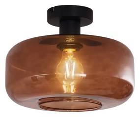 Plafonieră retro neagră cu sticlă bronz - Bizle