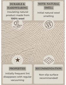 Covor în culoare naturală deschisă, țesut manual, rotund, din lână ø 120 cm Eleni Natural White – Hanse Home