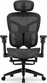 AEROMAX PRO SLIDING Scaun ergonomic, Sezut Translatie, cotiere 6D, Tetiera 3D, Suport lombar dublu ajustabil, Suport picioare, Umeras, Full Mesh, Negru