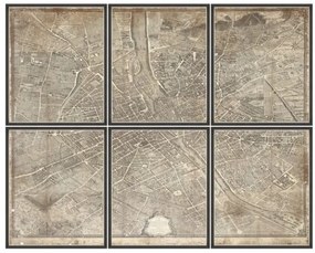 Tablou 6 piese Framed Art 1739 Plan de Paris Map