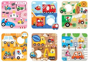 JOC TIP PUZZLE PENTRU COPII SI BEBELUSI,, MATCH THE VEHICLES, 36 PIESE, 6 PLACI FORMATE DIN 6 PIESE CU VEHICULE - BANANA PANDA (BP49209)