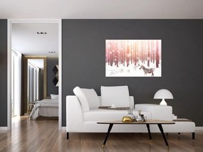 Tablou - Zebra în pădurea înzăpezită (90x60 cm)