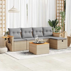 vidaXL Set canapele de grădină cu perne, 6 piese, bej, poliratan