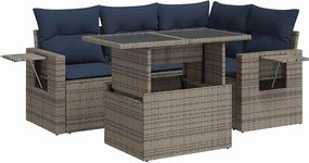 vidaXL Set mobilier de grădină cu perne, 5 piese,poliratan/lemn acacia