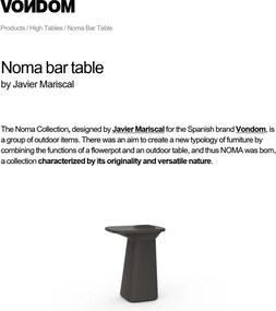Masa de bar exterior / interior design modern premium MOMA BAR TABLE 45075A Vondom