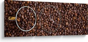 Tablou - boabe de cafea (cu ceas) (90x30 cm)