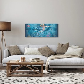 Tablou - Sirenă cu delfini (120x50 cm)