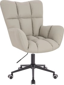 HR650K Scaun Ecru Piele Ecologica Premium Soft cu Bază Neagră