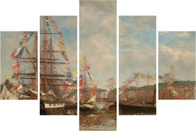 Tablou - Eugène Boudin, Festival in the Harbor of Honfleur, reproducere (150x105 cm)