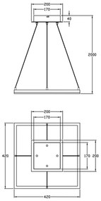 Lustră LED dimabilă pe cablu BARD LED/39W/230V antracit Fabas Luce 3394-40-282