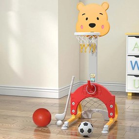 Set de joaca pentru copii 4 in 1 cu inaltime reglabila, portocaliu-galben