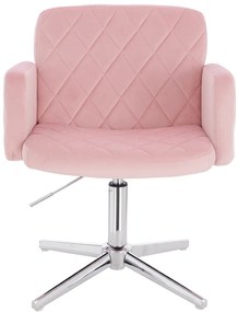 HR802CROSS Scaun Roz Pudra din Catifea cu Bază Cromata