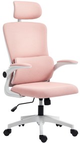 Vinsetto Scaun de Birou Ergonomic cu Tetieră Detașabilă Roz | Aosom Romania