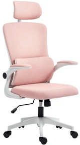 Vinsetto Scaun de Birou Ergonomic cu Tetieră Detașabilă Roz | Aosom Romania