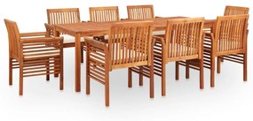 Set mobilier de exterior cu perne 9 piese lemn masiv de acacia Crem, 9