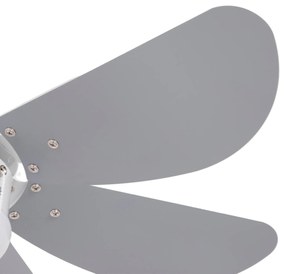 HOMCOM Ventilator de Tavan cu Lumina, 76cm, Ventilator de Tavan cu LED cu Montaj Incastrat, cu 6 Palete Reversibile, Intrerupator cu Lant, Gri si Alb