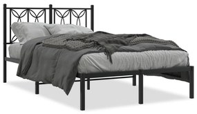 376126 vidaXL Cadru de pat metalic cu tăblie, negru, 120x200 cm