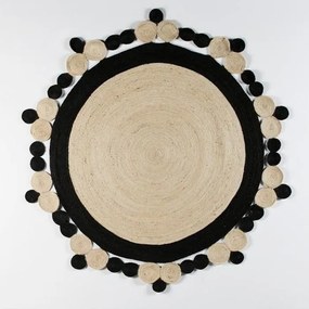 Covor elegant din iuta, realizat manual, DOON 200cm alb/ negru 80917/00 TN