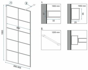 Paravan de dus Bler-1 Negru 90cm, Rea