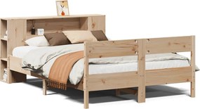 vidaXL Pat cu bibliotecă fără saltea, 140x190 cm, lemn masiv de pin