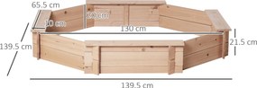 Outsunny Cutie de Nisip pentru Copii 3-8 Ani cu Scaune și Peliculă de Acoperire, 139,5x139,5x21,5 cm, Lemn Natural | Aosom Romania