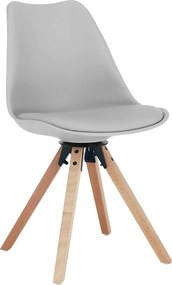 Scaun ETOSA, gri deschis/fag, piele ecologica/plastic/lemn, 48x58x83 c