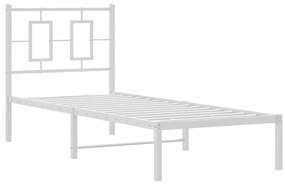 374281 vidaXL Cadru de pat metalic cu tăblie, alb, 80x200 cm