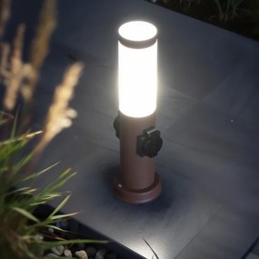 Brilagi - Lampă de exterior NOVA cu 2 prize SCHUKO, soclu 1x E27 (15W/230V), 40 cm, IP44, maro