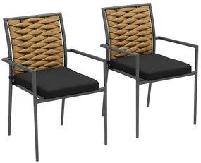 Outsunny scaune de grădină, scaune de exterior și terasă, rezistente la intemperii, design modern, 57x58x87 cm | Aosom Romania