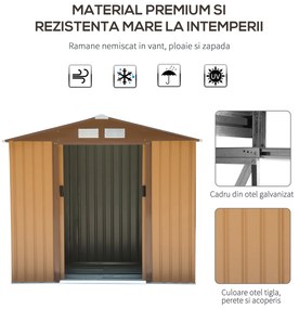 Casuta pentru Gradina, sopron pentru Unelte, magazie din Lamiera de Otel, pentru depozitare si organizare 213x127x185cm Outsunny | Aosom RO