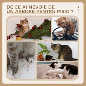 PawHut Șevalet de Zgâriat pentru Pisici cu Căsuță, 2 Platforme și Minge Gri | Aosom Romania